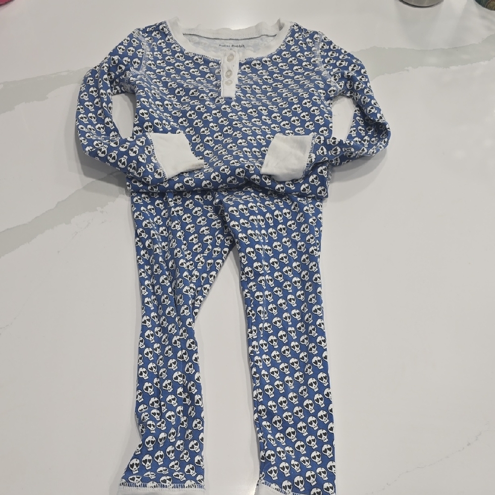 Roller Rabbit Blue and White Skull Pajama Set Size 4